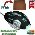 Gaming Mouse RGB Super Fast Six Button DSFY X9 mouse 4 / 6 button 5500-7000 DPI lighting mouse Ergometric 7 light breathing gaming mouse in good price with FREE gif - USB wired without or with side buttons for PC, Laptop, Minecraft, Mobile Pubg, Free Fire. 