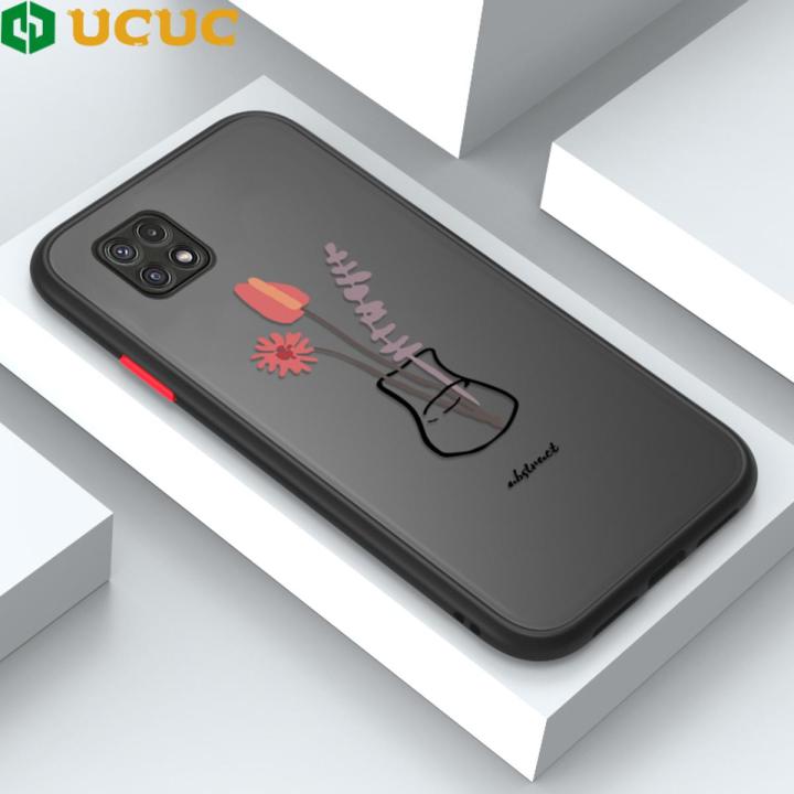 UCUC for Samsung Galaxy A22 5G Back Cover Simple Vase Frosted Transparent Hard Phone Case Thin Shockproof Full Cover Camera Protect Case