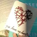 trendy heart design card for loved ones / cute thread card gift. 