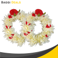Gajra Flower kangan Bangles Bracelet for Wedding Jewellery - Reusable - White with Red Flower- Pack of 2. 