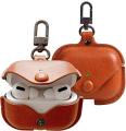 Apple AirPods Pro Durable Leather Case with Carabiner, Brown. 