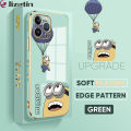 Jizetin (Free Lanyard) for iPhone 13 Pro Max Back Cover Parachute Minions Luxury 6D Plating Case Side Pattern Soft Silicone Square Phone Cases. 