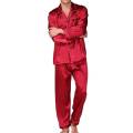 Mens Silk Satin Pajamas Set Night Dress with Shirt and Trouser Set For Men Sleepwear Loungewear. 
