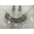 Oxidized Turkish Necklace with Earrings for women&Girls Silver Color. 