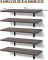 Floating Shelves for Wall Decor Storage, Wall Mounted Shelves Set of 5, Sturdy Small Wood Shelves with Metal Brackets Hanging for Bedroom, Living Room, Bathroom, Kitchen, Book, Dark Brown. 
