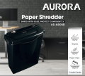 Aurora AS-680SB paper Shredder, 6 sheets Strip cut Shredder (6mm) with 10ltr bin, Shred Credit Card/Mail/Staple/Clip, P-2 Security Level Document Shredder with 220mm throat width, small size portable shredder ideal for home and office use.. 