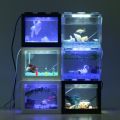 Mini Aquarium Fish Tank With LED Lamp Light Betta Fish Fighting Cylinder Small Aquariums Stackable Rumble Fish Cylinder. 