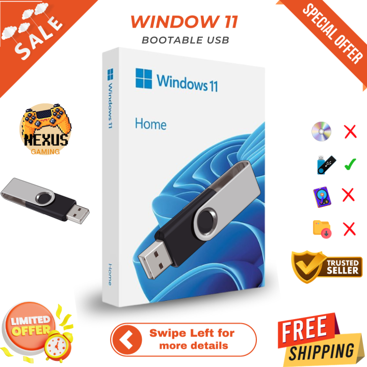 Microsoft Original Windows 11 Pro 64 Bit 8GB Bootable USB 3.0  Life Time Pre-Activated