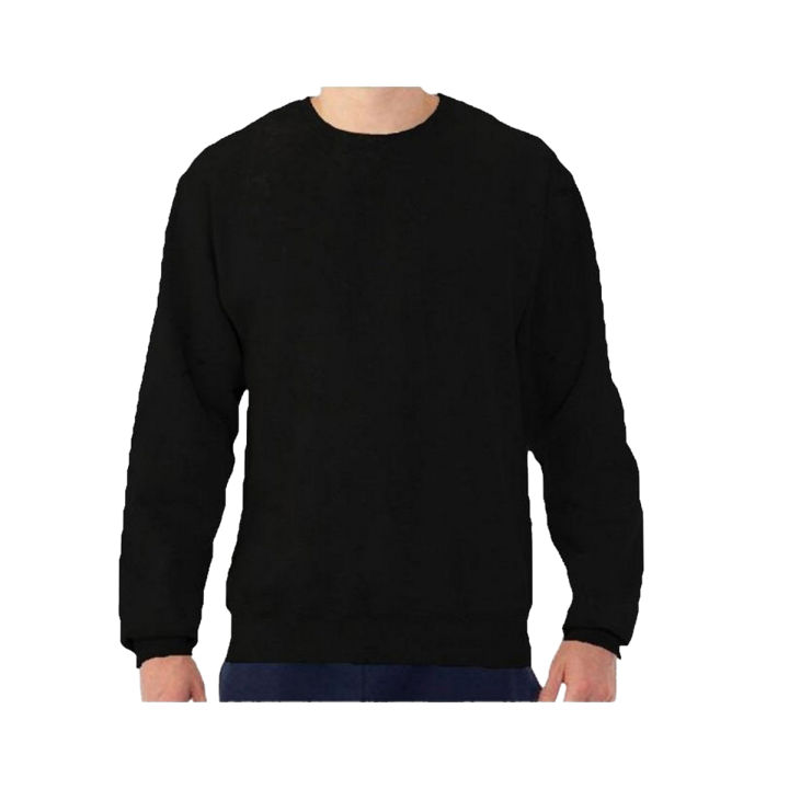Jack Beos Plain Black Fleece Cotton Sweatshirt For Men