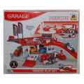 Garage Rescue Play Set For kids ages 4+ Self-assembled fire rescue garage For child pretend rescue plays Play set includes: 2x Cars 1x Helicopter Control tower Maintenance Fuel pumps Access ramp Car lift Sliding shutter. 