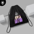 Pretty Girl 2 Logo Black Drawstring Bag For (Boys & girls). 