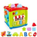 Baby Activity Cube - 6-in-1 Musical Baby Learning Toys, Play Set Includes A-B-C-D Letters, Colorful Shape Sorter, Vehicles Puzzle, 4 Piano Keys and More - ASTM Certified Toddler Toys. 