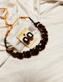 Premium Quality Black Stones Choker Necklace With Earrings. 