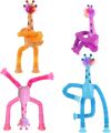 Telescopic Giraffe Suction Cup Toy, Cute Giraffe Stretch Tube Stress Relief Sensory Toy  in Four Different Colors Suction Cup Giraffe Pop Tube Sensor Fidget Toy For Kids, Deformable  Sensory Suction Cup Plastic Toy, Suction Robot Toy Funny Toy. 