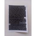Black writing Uncut Mini sticker sheet - A6 size. 