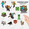 Minecraft Theme Cupcake Toppers Pack of 12 Perfect for Birthday Party Celebration & cake Decoration Supplies. 