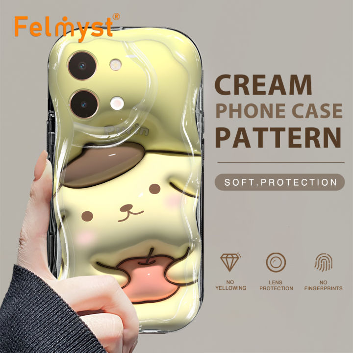 FELMYST for Vivo Y28 4G Back Cover Hello Kitty Premium Texture Wavy Edge Soft Silicone Phone Case