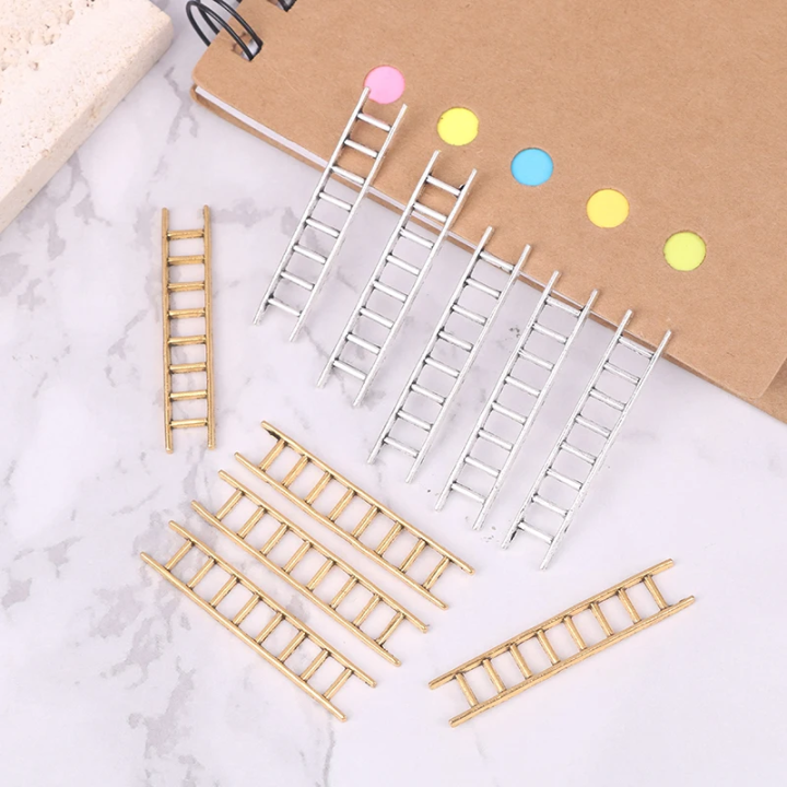 2pcs Metal Ladder Stairs Model Micro World Bonsai Fairy Garden Dollhouse Landscape Miniatures