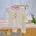 Milk protein lycra cotton children's autumn clothes and autumn pants set A cotton boys and girls baby loungewear underwear. 
