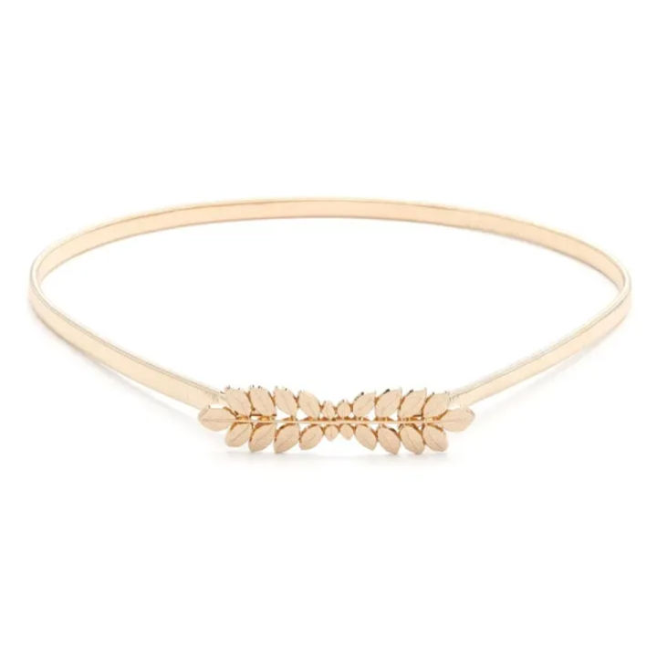 Fashion Alloy Leaf Waist Belt - Adjustable Stretch Chain for Women