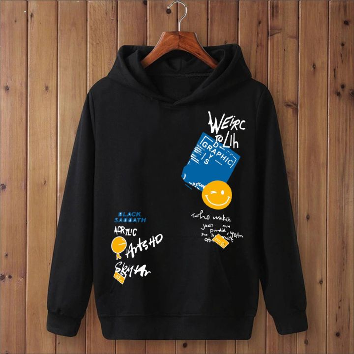 High quality imported casual zig zag man printed kangro hoodies for men hoodies for women pull over for winter
