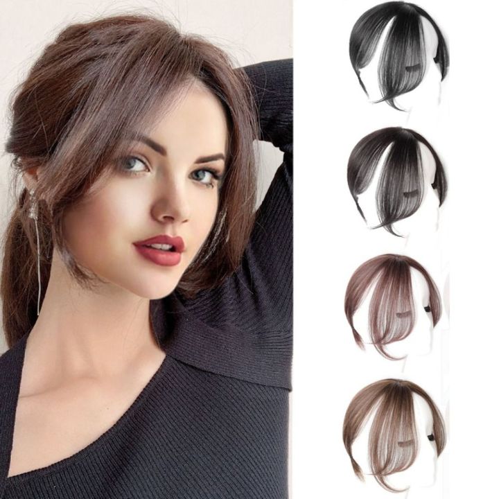 Brown Seamless Synthesis Invisible Hair Extensions Hair Accessories Girl Clip In Forehead Fake Middle-part Bangs Front Side Bangs 3D Eight-character Bangs Synthetic Hairpiece