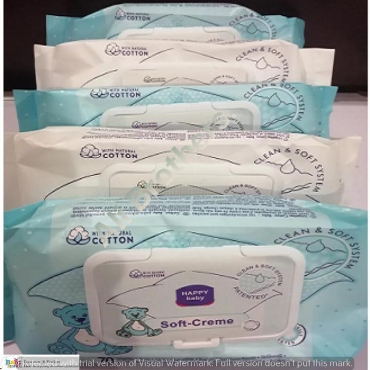Happy Baby Soft Cream Wipes Imported Made 70 Pcs -Pack Of 5