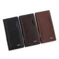 Qivis Men's Thin Soft PU Leather Long Wallet – Slim Design for Men. 