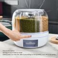 Rotatable Airtight Rice Dispenser with 6-Portion Storage - Waterproof & Moisture-Proof Kitchen Storage Solution. 