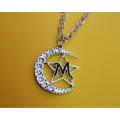 Moon and Star Design Silver M Alphabet Locket for Girls. 