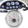 52mm Fuel Level Gauge 0-190Ohm Switchable 240-33Ohm Fuel Oil Level Meter Waterproof Boat Car Gauges with Alarm White. 