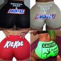 Thicker Than A Snickers Summer Shorts Slim Womens Short Pants Print Hip-hop Outdoor Beach Elastic Waist Shorts. 