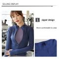 FUYOGI Women's Sports Coat Skinny Zipper Long-Sleeved Tight Clothes Running Fitness Yoga Tops. 