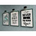 Set of 3 Motivational Quote Wall Frames, Quote for Office Wall Décor. 