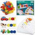 Spelling Words (28 Flash Cards and 52 Wooden Alphabet Letters) Spelling Learning Game – English Words Exercise Wooden Craft Matching Shape Letter Games Montessori Preschool STEM Educational Gift Toys For Kids Early Educational Toys. 