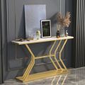 Black Modern Narrow Console Table with Laminated Top & Metal Frame. 