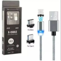 X-Cable Metal Magnetic Charging Cable With All 3 types Connector Mirco Usb / Type - C / Lightning. 