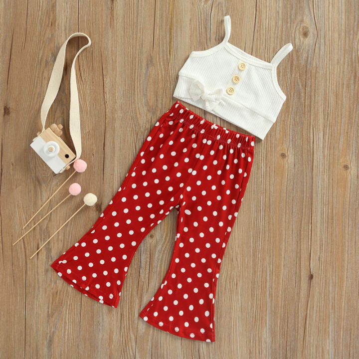 Little%20Girls%20Two-Piece%20Outfits,%20Sleeveless%20Front%20Buttons%20Bowknot%20Crop%20Tops%20+%20Elastic%20Waist%20Dots%20Print%20Flared%20Trousers%20-%20Image%204
