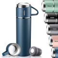 Vacuum Flask Gift Box Set SS - Thermos Water Bottle Stainless Steel Double Layer For Hot And Cold - 3 Cups And 1 Bottle 500 ml - for Work Sports Camping Cycling - Multicolor. 