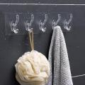 Self Adhesive Wall Mounted Sticky Hooks Strip with 6 Hooks for Kitchen Self Adhesive Transparent 6 Hooks Hanger, Self Adhesive Wall Mounted Sticky Hooks Strip for Kitchen, Transparent Wall Hooks Hanger. 