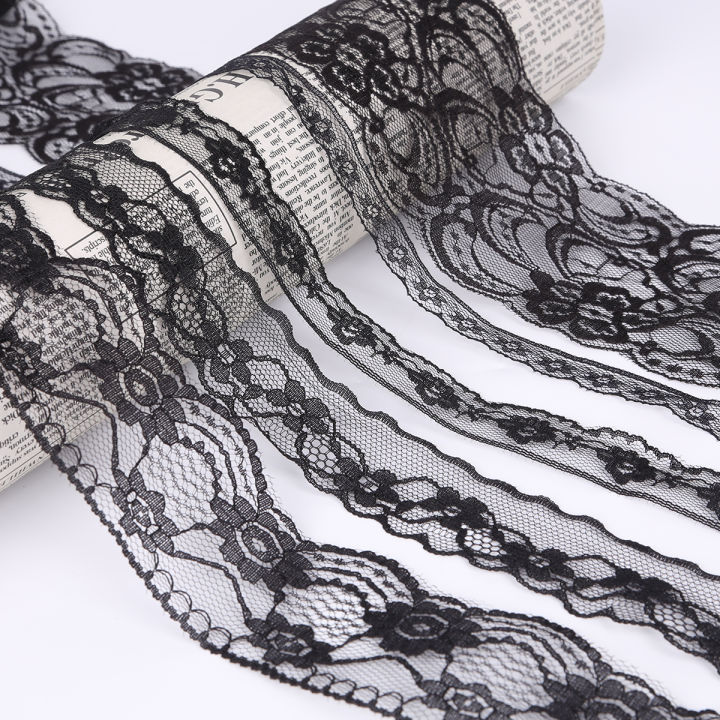 14-85mm 10 Yards Black Lace Ribbon DIY Embroidered Net Lace Trim Fabric ...