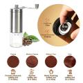 Manual Portable Ceramic Adjustable Settings Hand Coffee Beans Mill Grinder Collapsible Handcrank for Drip Coffee-Stainless Steel. 