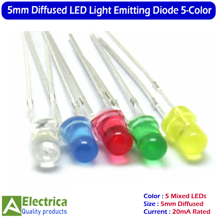 50pcs%205mm%20Diffused%20LED%20Light%20Emitting%20Diode%20Assorted%20Colors%20Red%20Green%20Yellow%20Blue%20White%20%E2%80%93%2020mA%20Bright%20DIY%20LED%20Kit%20for%20Arduino,%20Electronics%20&%20Projects%20by%20Electrica%20-%20Image%204
