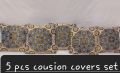 Velvet Jacquard Cushion Covers Set of 5 16 x 16 Inches Washable with Back Zip Closure. 
