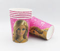 BARBIE DOLL THEME PAPER CUPS ( PACK OF 10 PAPER CUPS ). 