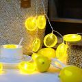1.5m Fruit Lemon Slice String Lights 10 LED Flashing Garland Hanging Lamp Battery Powered Indoor Outdoor Lighting Night Light--green--. 
