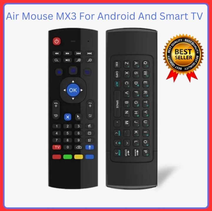 MX3 - Air Mouse Remote - For Android Tv Box, Television & Computer - Smart Air Fly Mouse - Mini Keyboard - Built-in QWERTY Keyboard - Universal 3 in 1 Smart TV Box Remote working all Android Box
