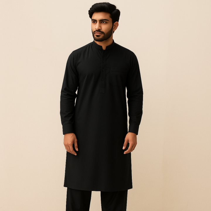 Special 100% Pure Cotton Black Unstitched Suit Men