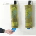 Plastic Bag Holder Dispenser, Hanging Mesh Storage Bag, Reusable for Grocery, Trash Bags, Socks. 