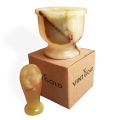 VINT GOLD small Hawan dasta Grinding Lungri Onyx Kotni Set  Palm Size 3" Portable Handmade Marble Pill Herbs and Spice Crusher. 